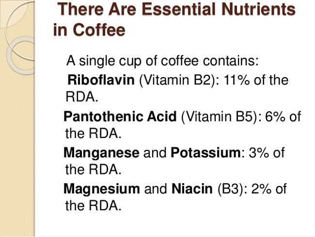 Essential nutrients in Coffee