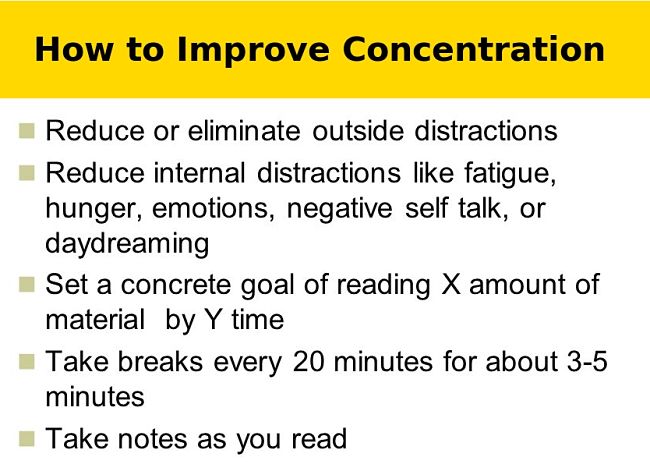 Summary of best tips to improve concentration