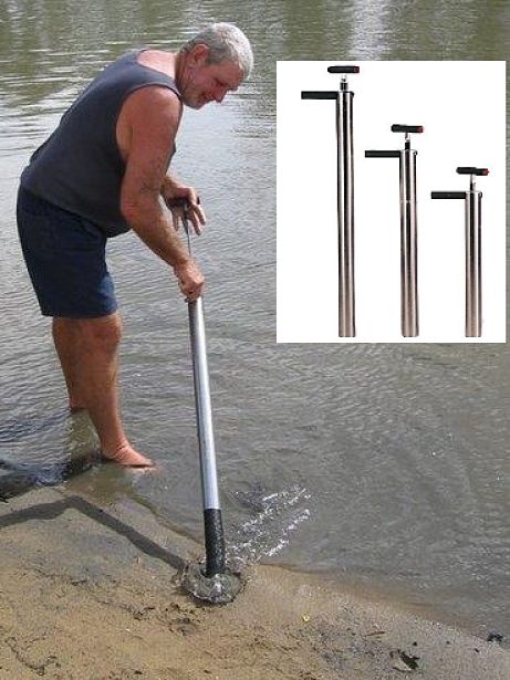 The 'Yabbie Pump' is an excellent tool for sampling the river bed sand and gravel