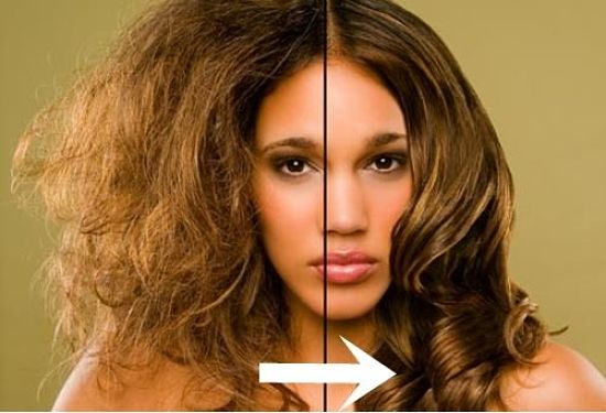 Before and After using simple remedies to treat and control frizzy hair using natural remedies