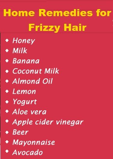 List of key ingredients to use as natural remedies for frizzy and dry hair. See the suite of recipes in this article