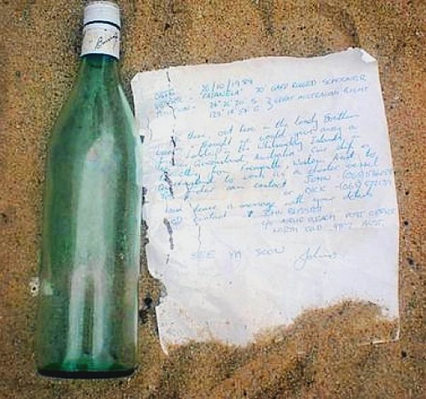 The letter that was found inside the bottle