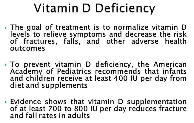 Goals of treatment for Vitamin D Deficiency